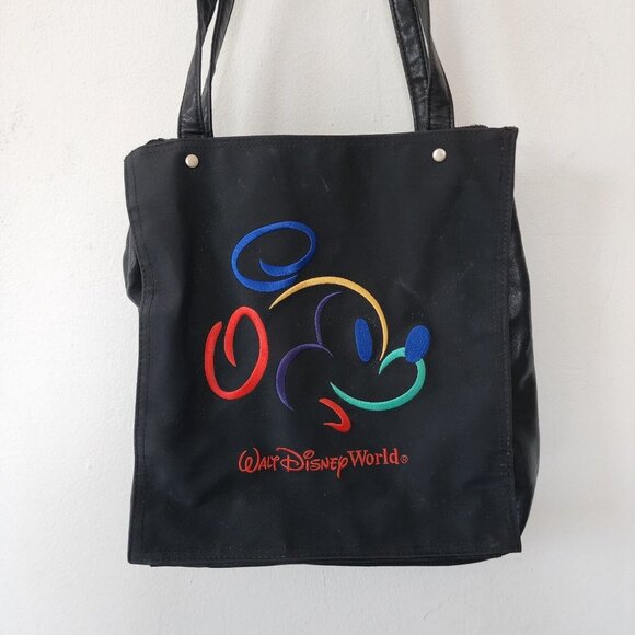 Vintage Walt Disney World Mickey Leather Purse Handbag Zip Close - Picture 2 of 6